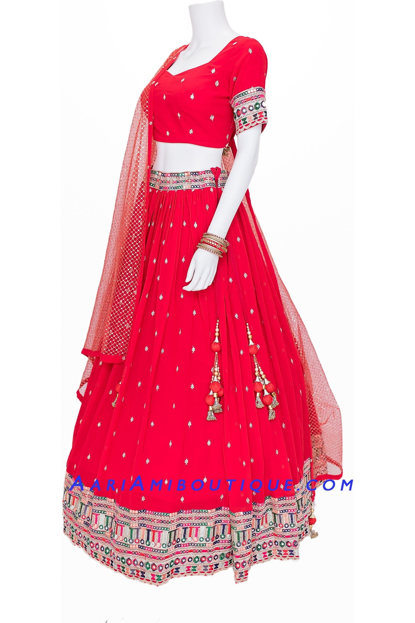 Precious Ruby-Red Lehenga Set-AariAmi Boutique