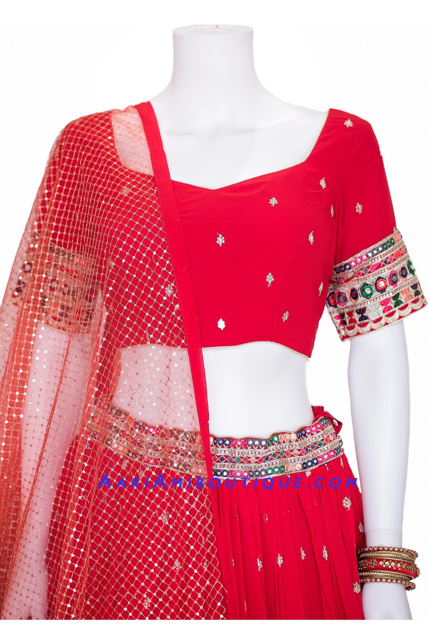 Precious Ruby-Red Lehenga Set-AariAmi Boutique