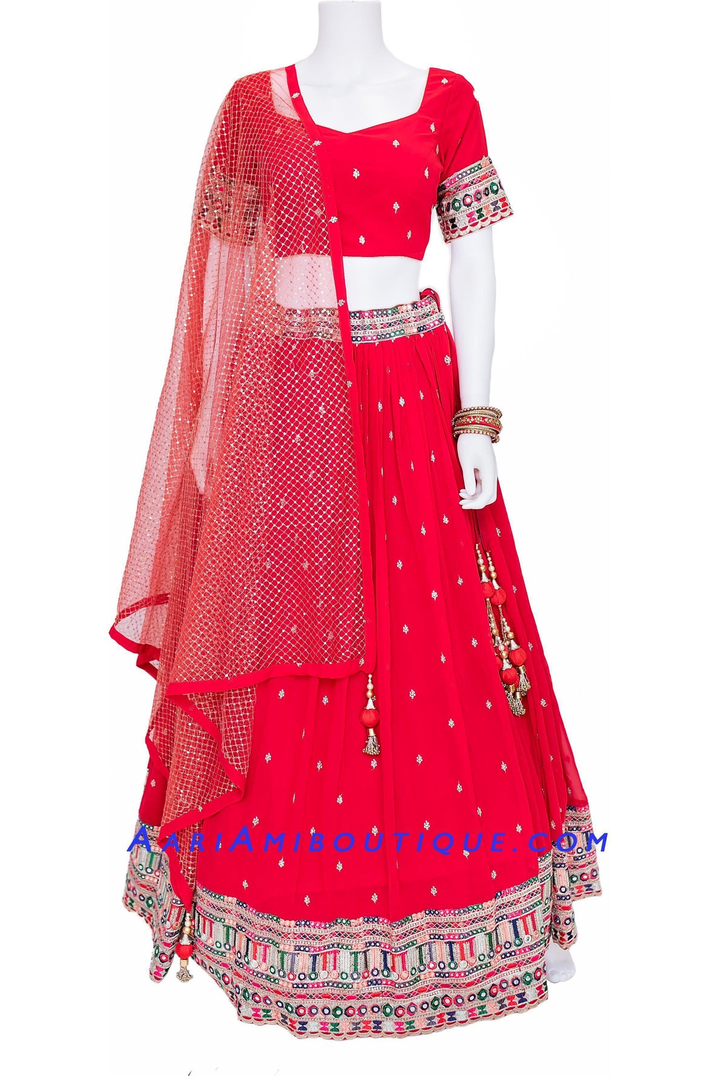 Precious Ruby-Red Lehenga Set-AariAmi Boutique