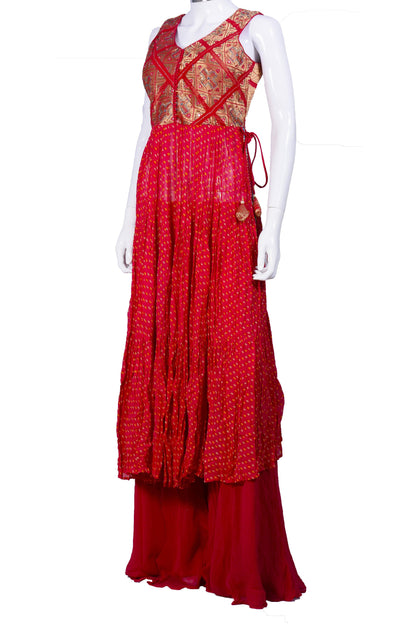 Pretty Pink Bandhani Palazzo Set-AariAmi Boutique