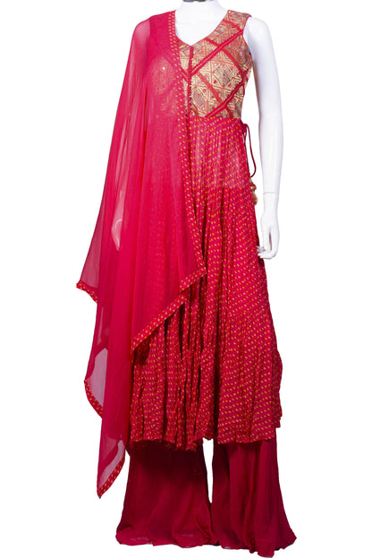 Pretty Pink Bandhani Palazzo Set-AariAmi Boutique
