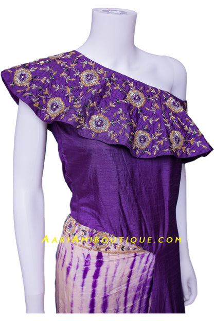 Purple Dauntless Dhoti-Kurta Set with Shibori pattern-AariAmi Boutique