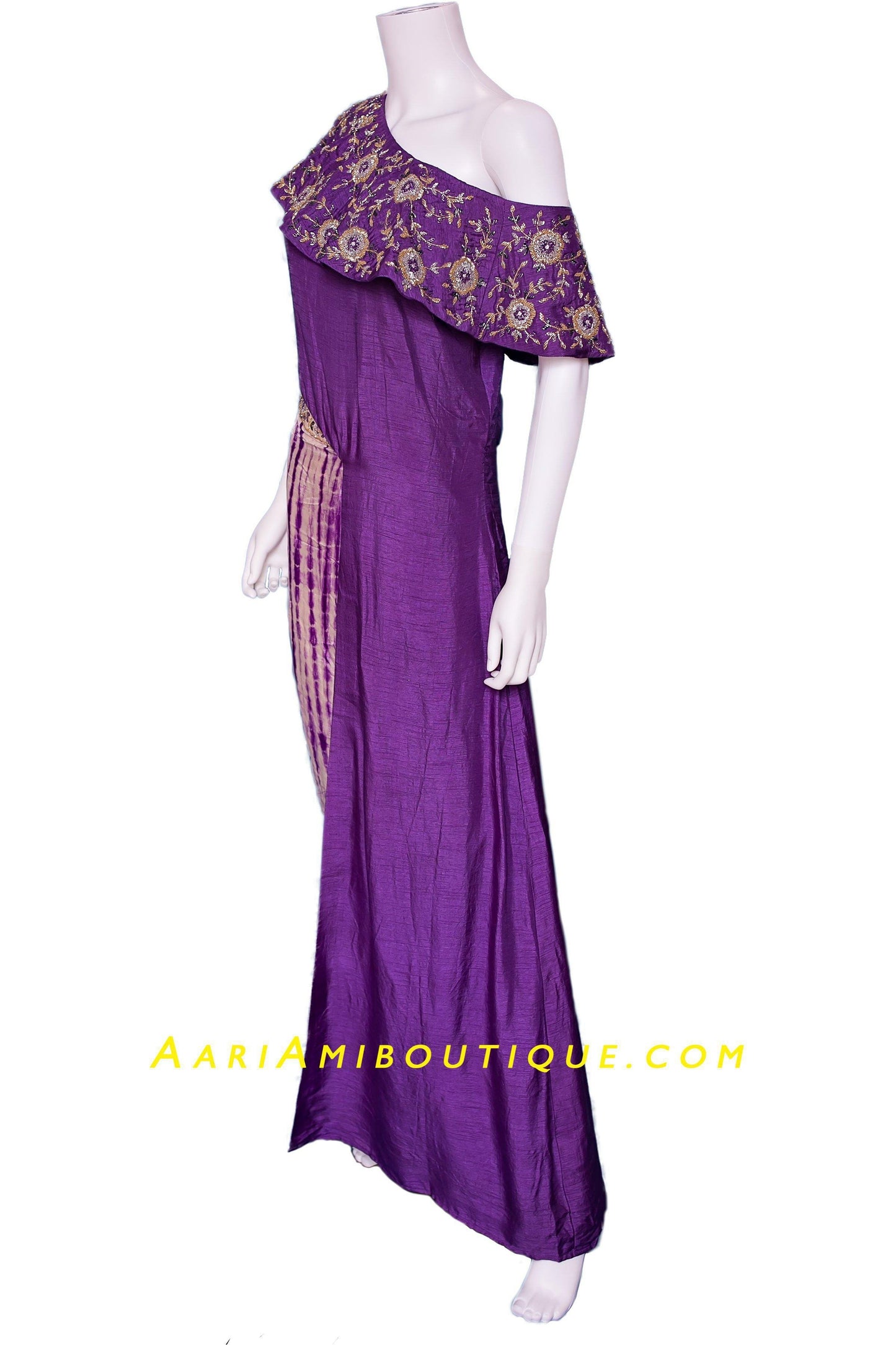 Purple Dauntless Dhoti-Kurta Set with Shibori pattern-AariAmi Boutique