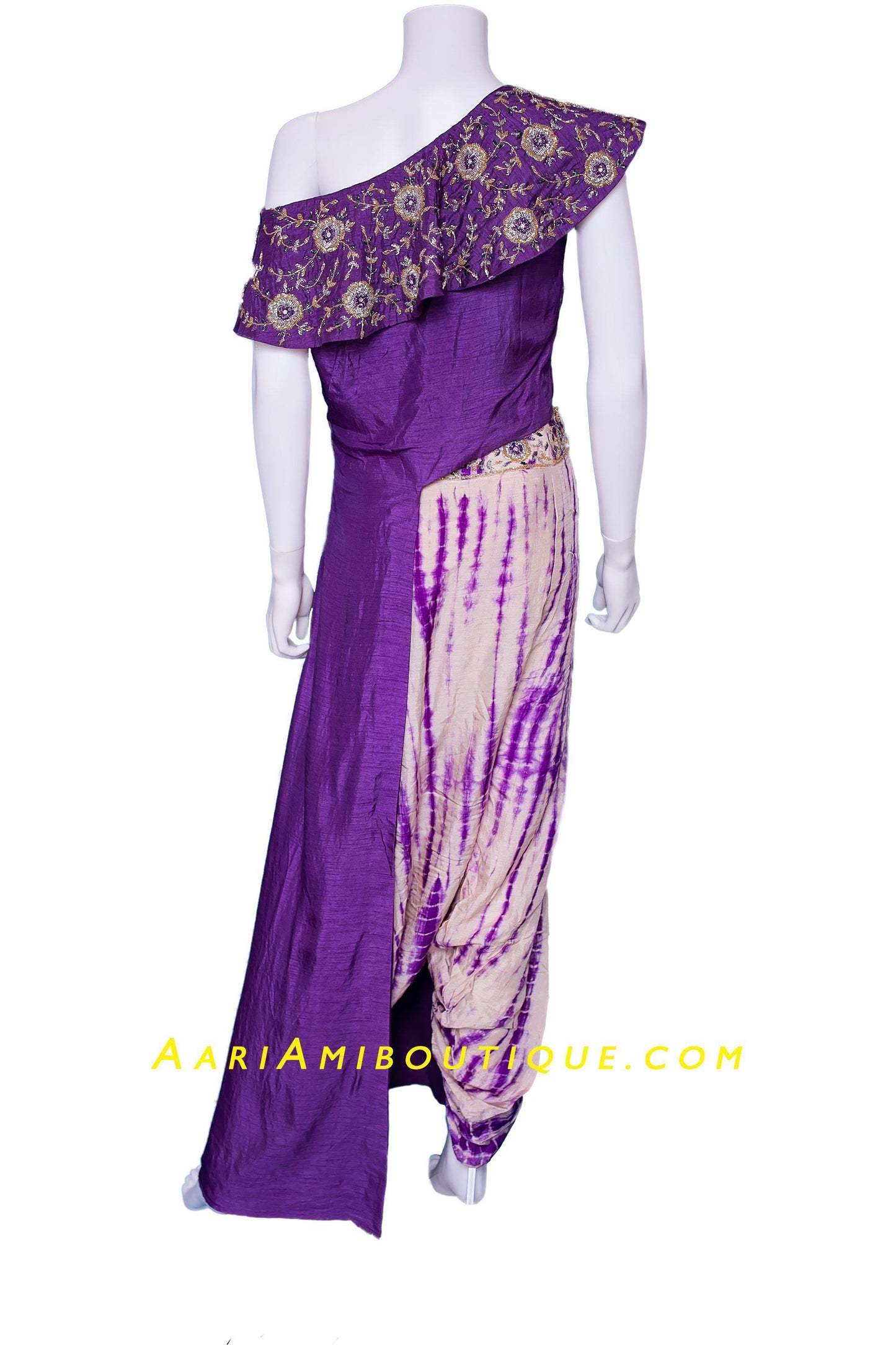 Purple Dauntless Dhoti-Kurta Set with Shibori pattern-AariAmi Boutique
