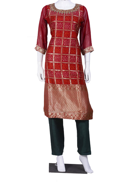 Red and Green Bandhani Salwar Kurta Set-AariAmi Boutique