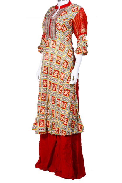 Red and Green Patola Print Palazzo Set-AariAmi Boutique
