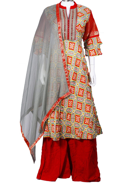 Red and Green Patola Print Palazzo Set-AariAmi Boutique