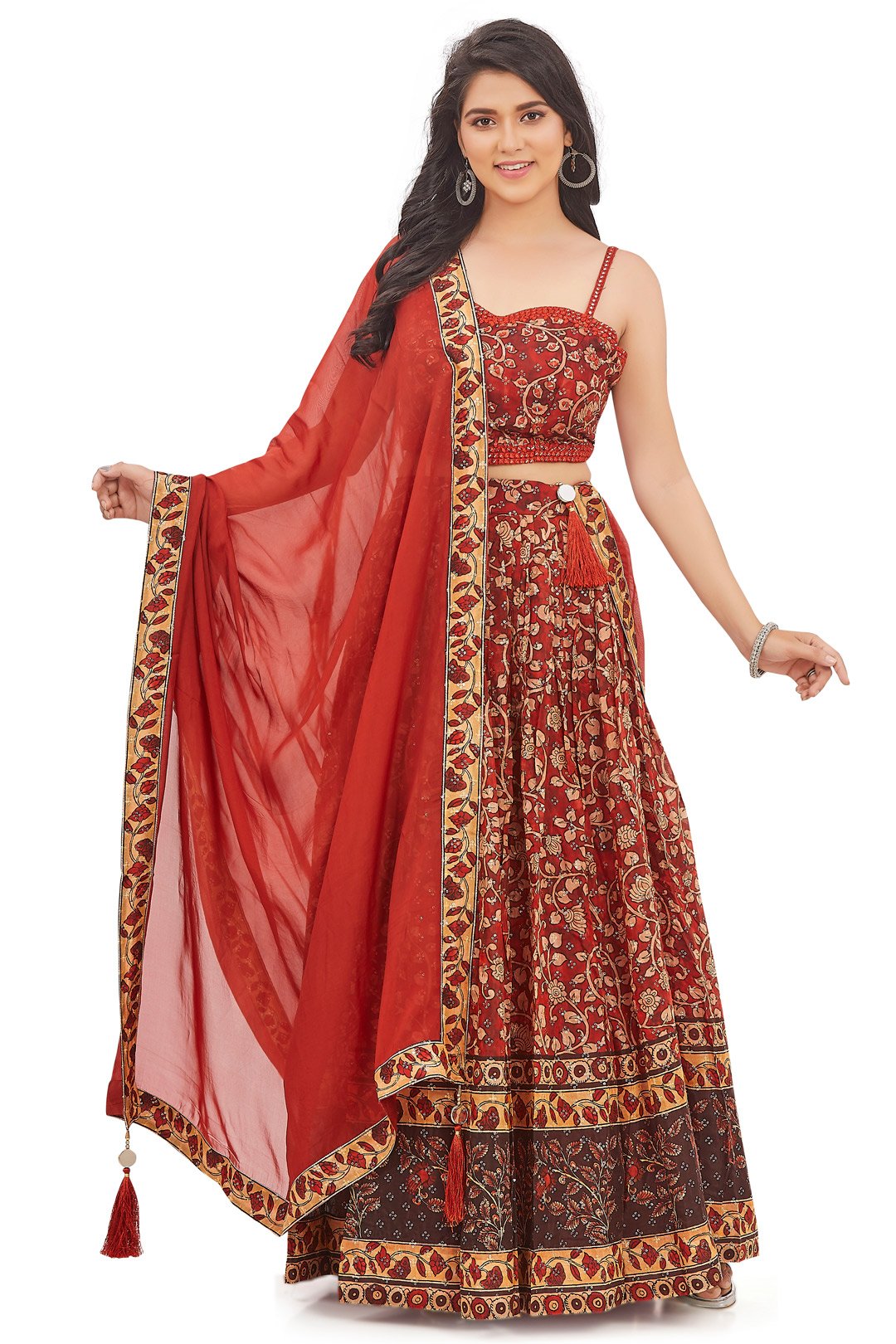 Roaring Red Ethnic Sequin Chaniya Choli Set-AariAmi Boutique