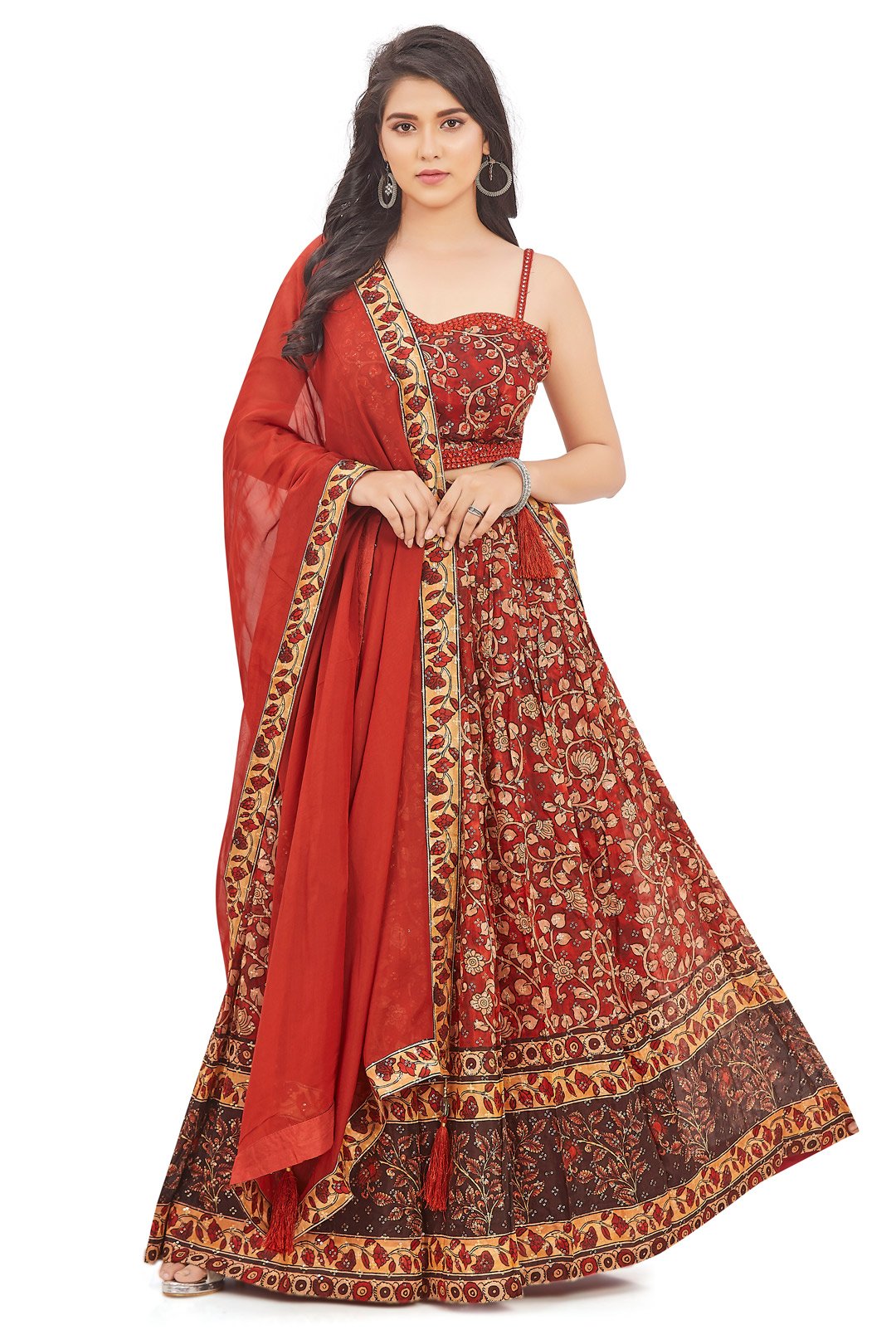 Roaring Red Ethnic Sequin Chaniya Choli Set-AariAmi Boutique