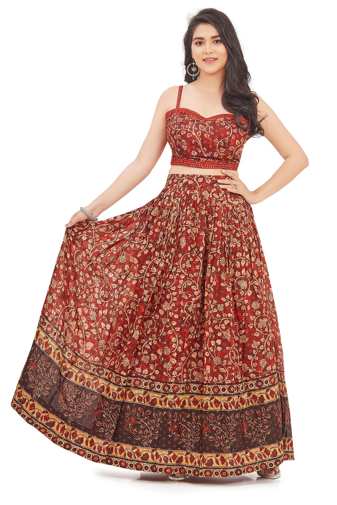 Roaring Red Ethnic Sequin Chaniya Choli Set-AariAmi Boutique