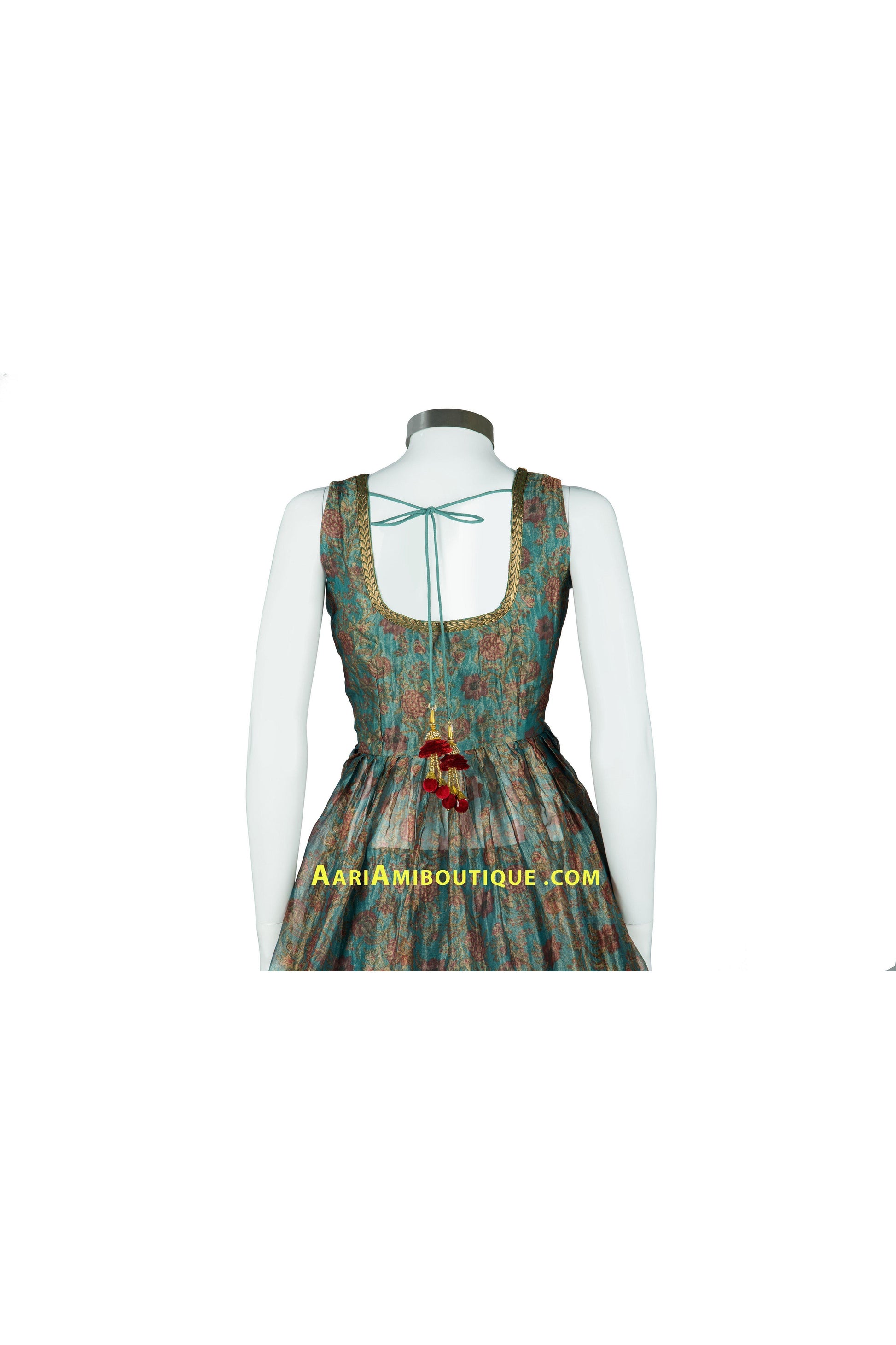 Sea Green and Maroon Long Top Lehenga Set-AariAmi Boutique