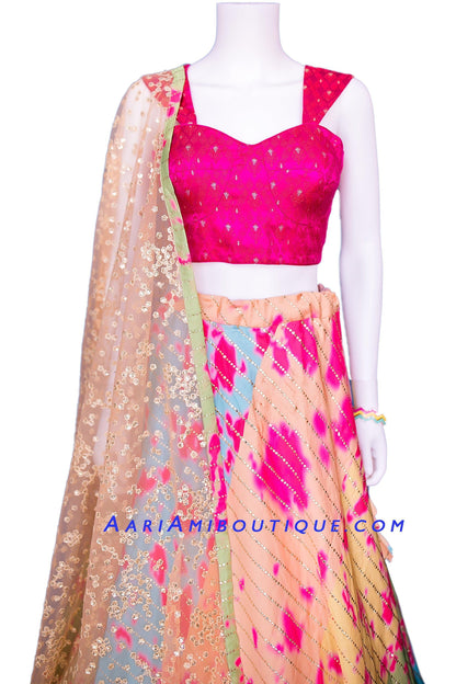 Sensuous Pink Crop Top Lehenga Set-AariAmi Boutique