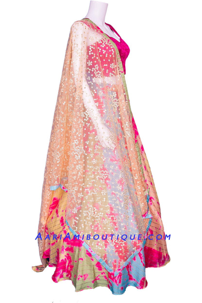 Sensuous Pink Crop Top Lehenga Set-AariAmi Boutique