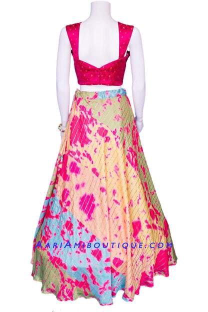 Sensuous Pink Crop Top Lehenga Set-AariAmi Boutique