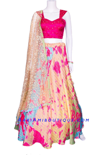 Sensuous Pink Crop Top Lehenga Set-AariAmi Boutique