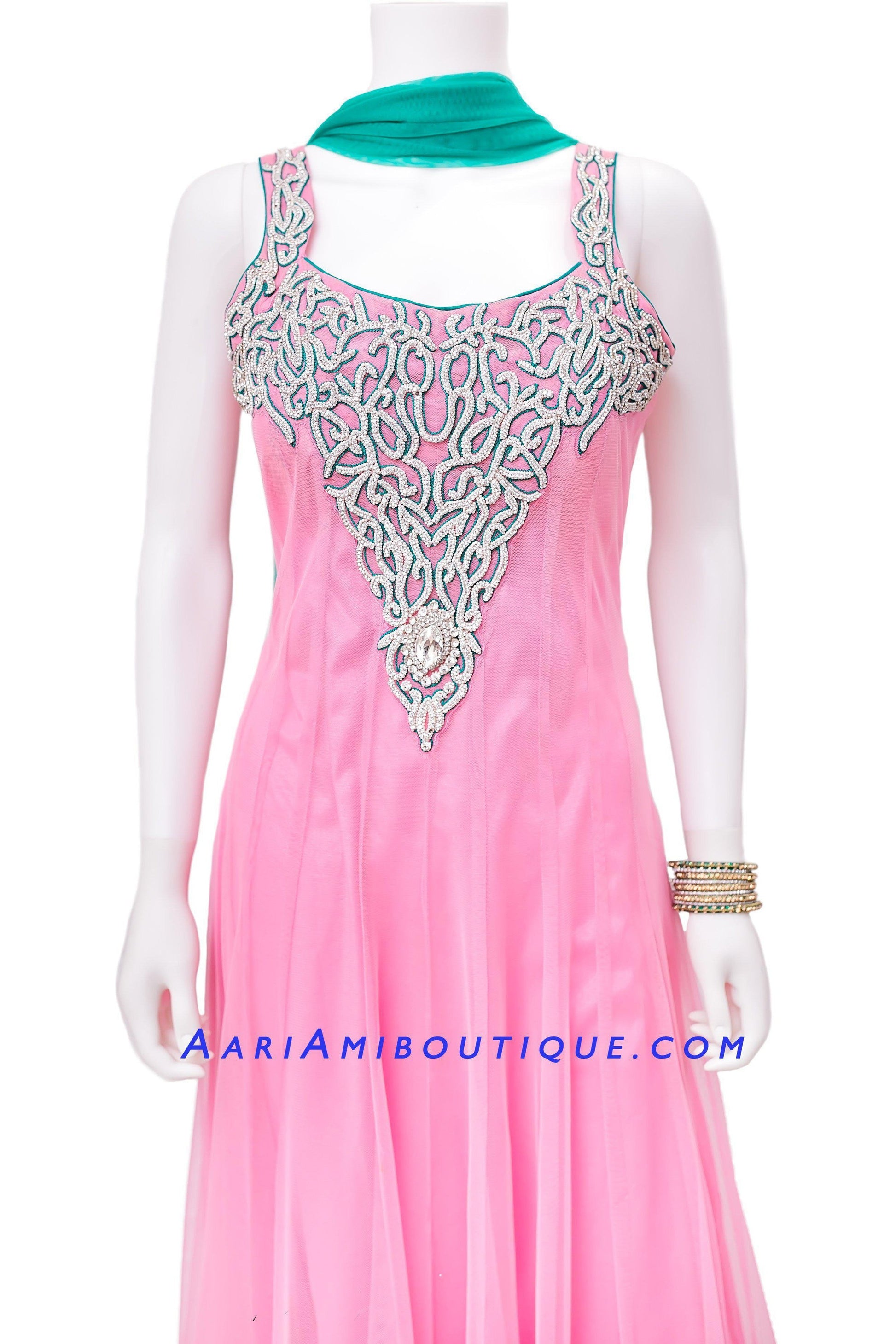 Shimmery Crystal Studded Anarkali Set-AariAmi Boutique
