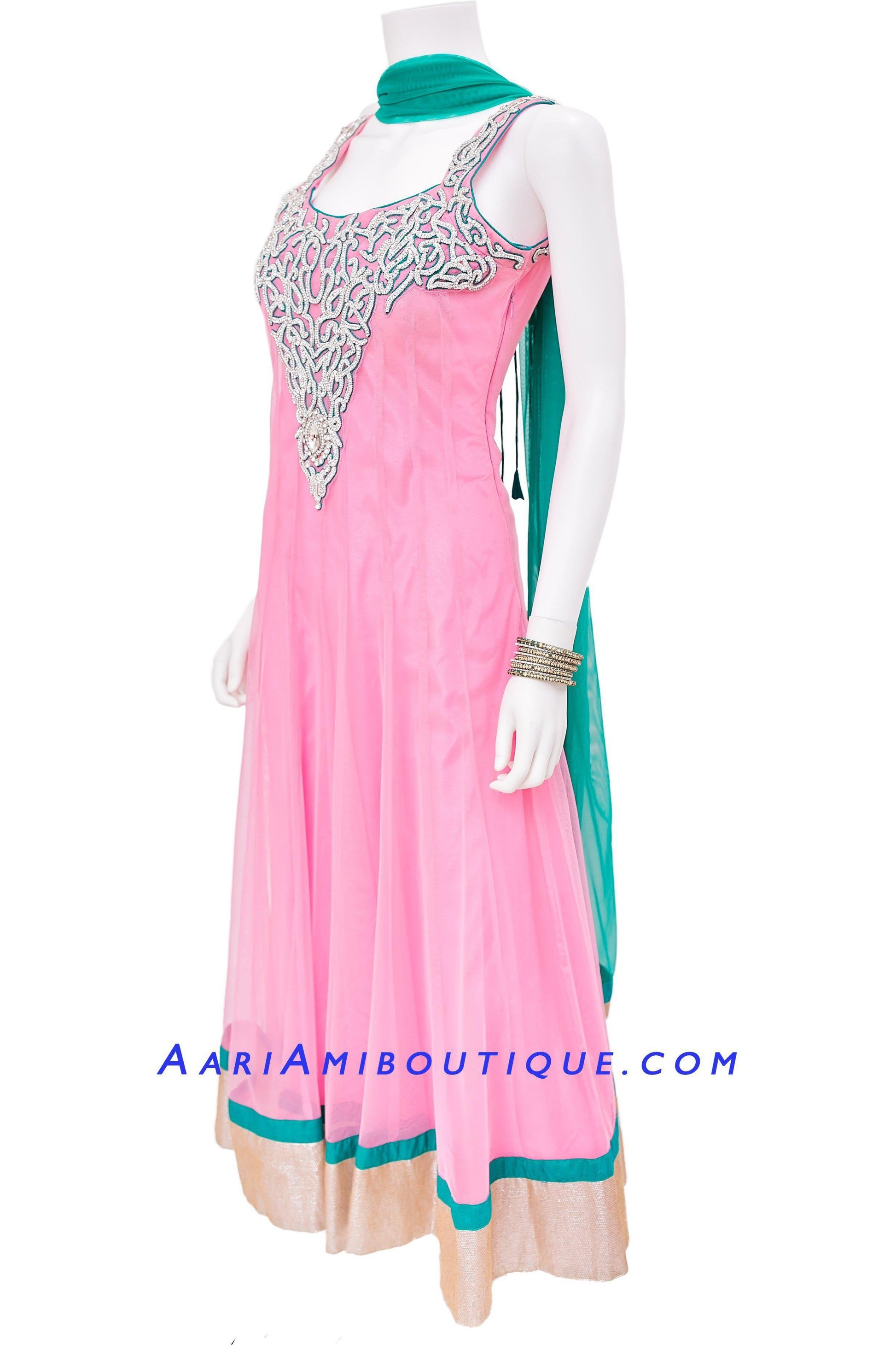 Shimmery Crystal Studded Anarkali Set-AariAmi Boutique