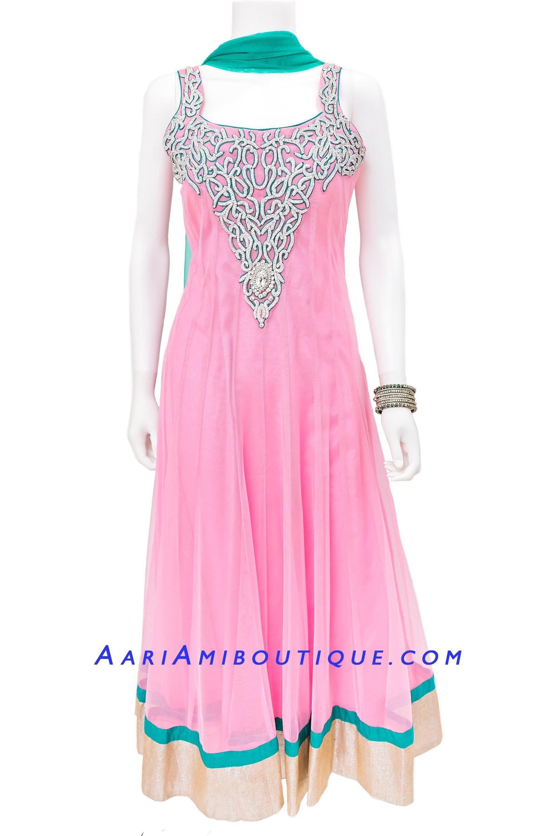 Shimmery Crystal Studded Anarkali Set-AariAmi Boutique