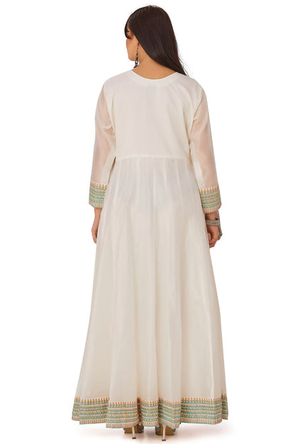 Sparkling Sequin Ivory Chanderi Silk Anarkali Set-AariAmi Boutique