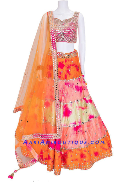 Spring Colors Mirror Work Lehenga set-AariAmi Boutique