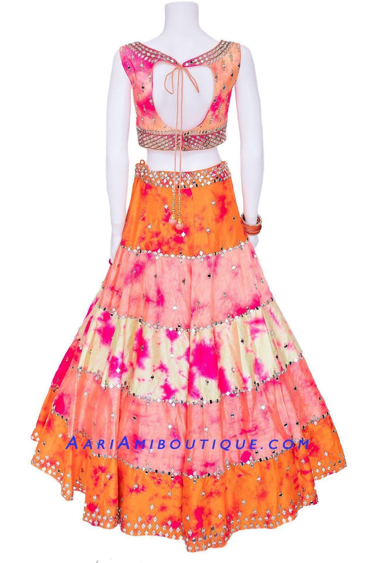 Spring Colors Mirror Work Lehenga set-AariAmi Boutique