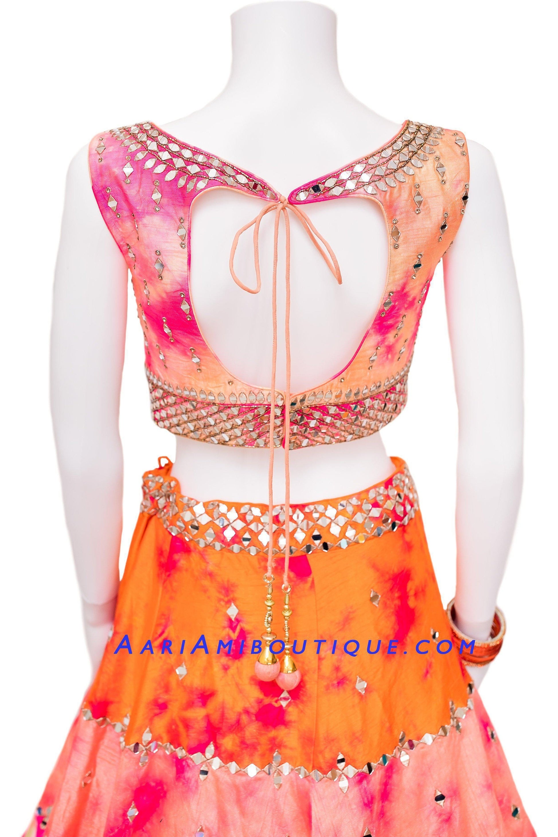 Spring Colors Mirror Work Lehenga set-AariAmi Boutique