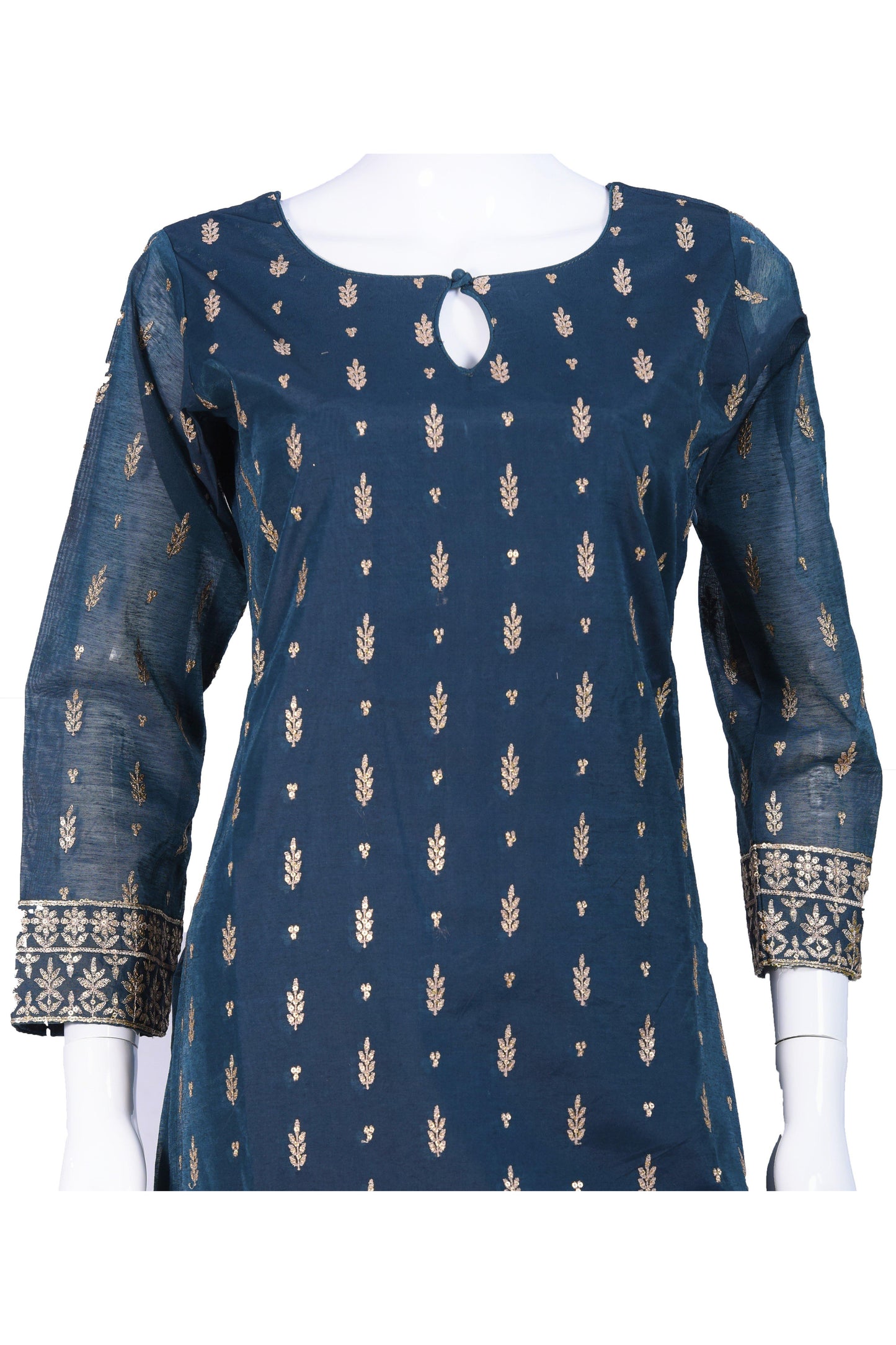 Teal and Gold Salwar Kurta Set-AariAmi Boutique