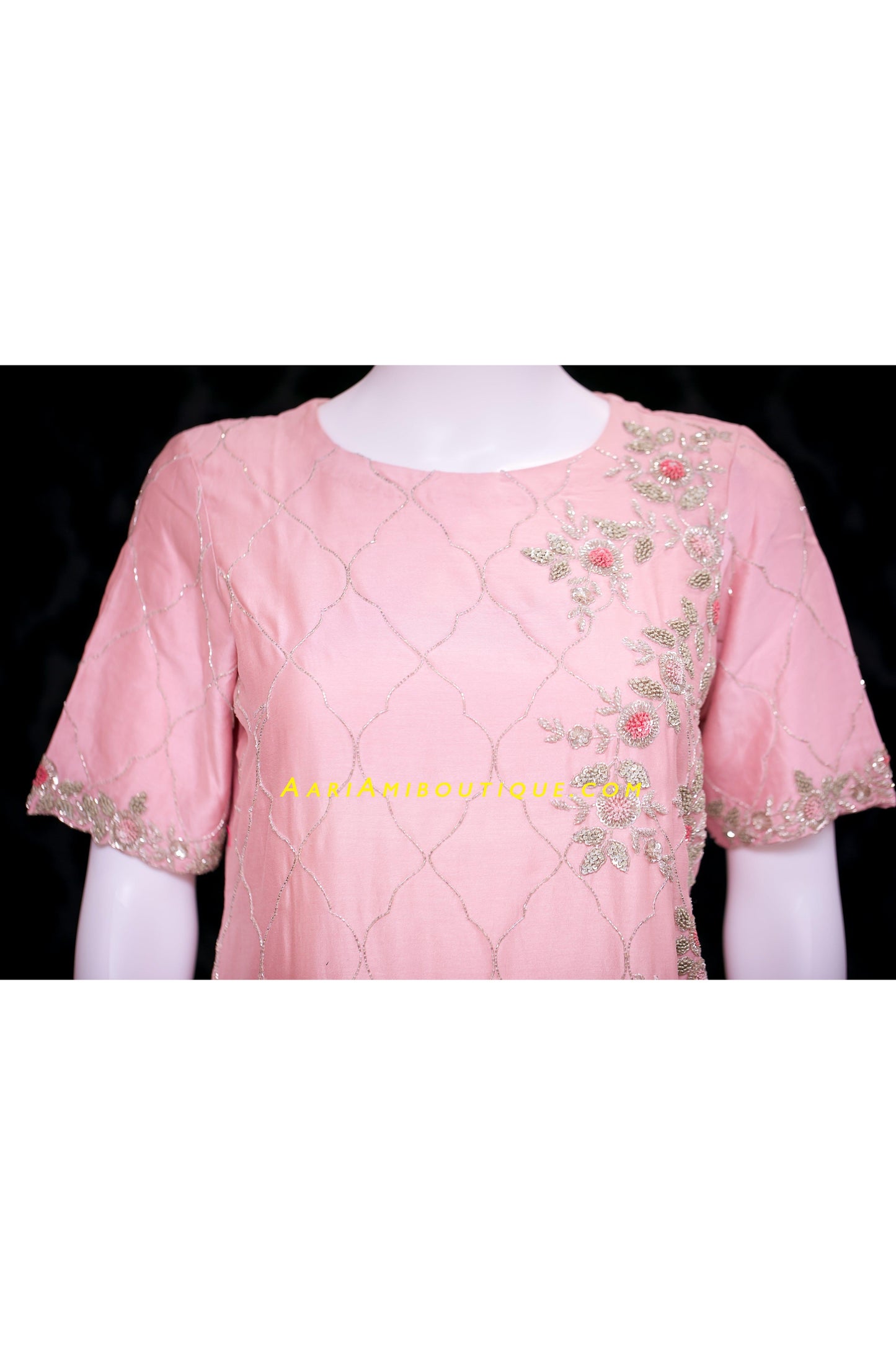 Urbane Pink Palazzo Set with Cutdana Pattern-AariAmi Boutique