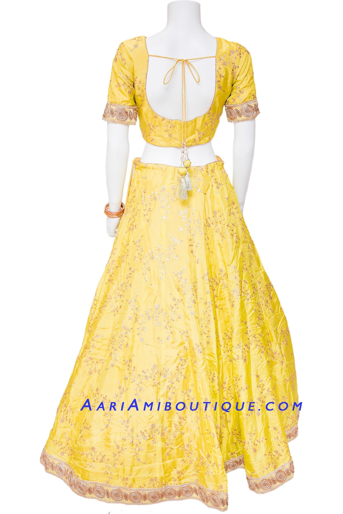 Yellow Lehenga Set with Leheriya Dupatta-AariAmi Boutique