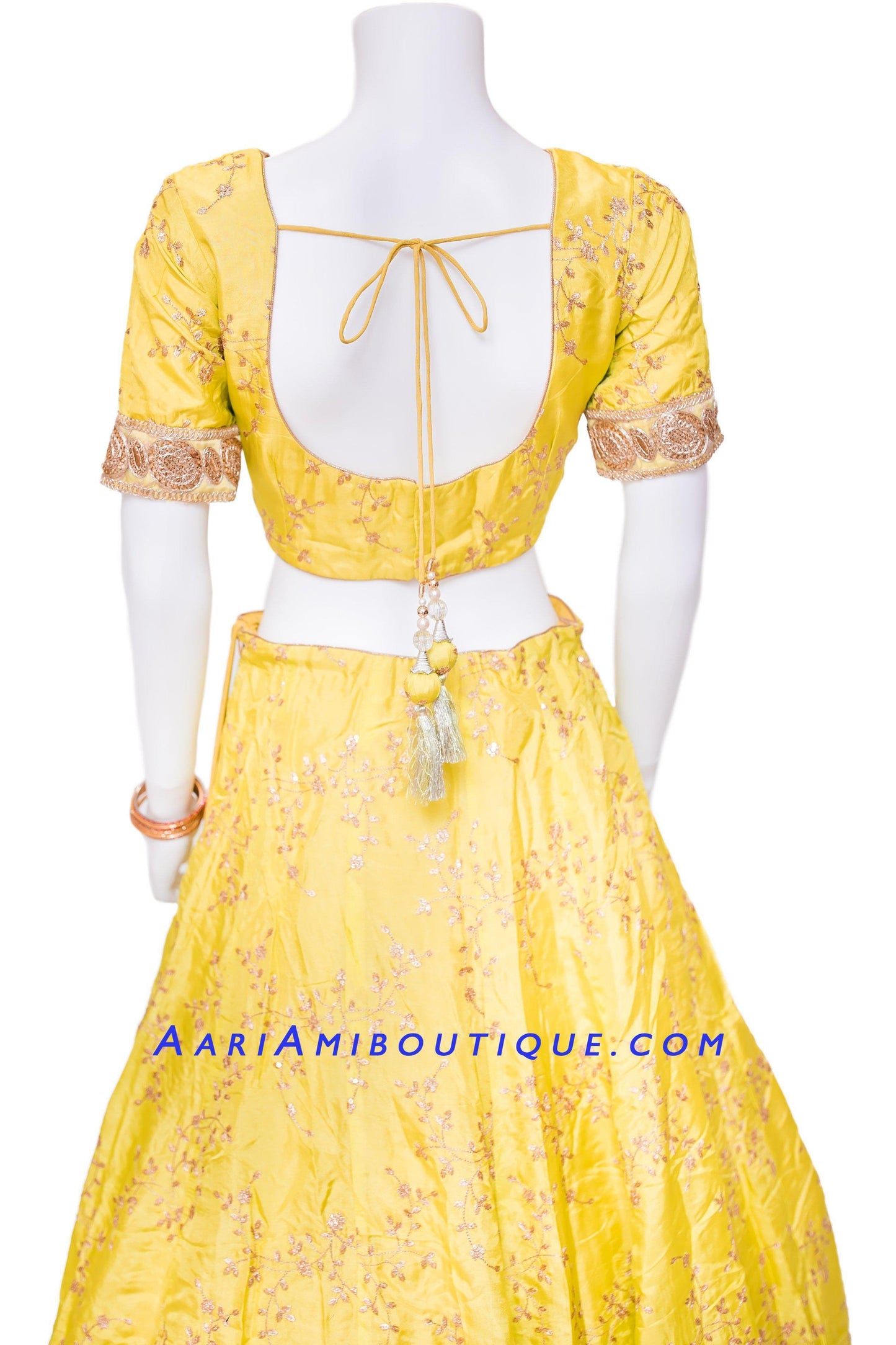 Yellow Lehenga Set with Leheriya Dupatta-AariAmi Boutique