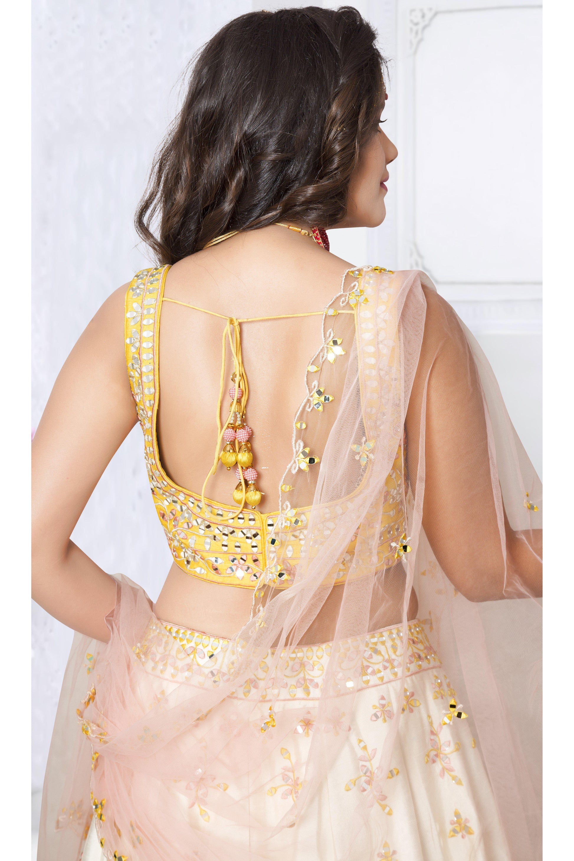 Yellow Ombre Mirrorwork Lehenga Set-AariAmi Boutique