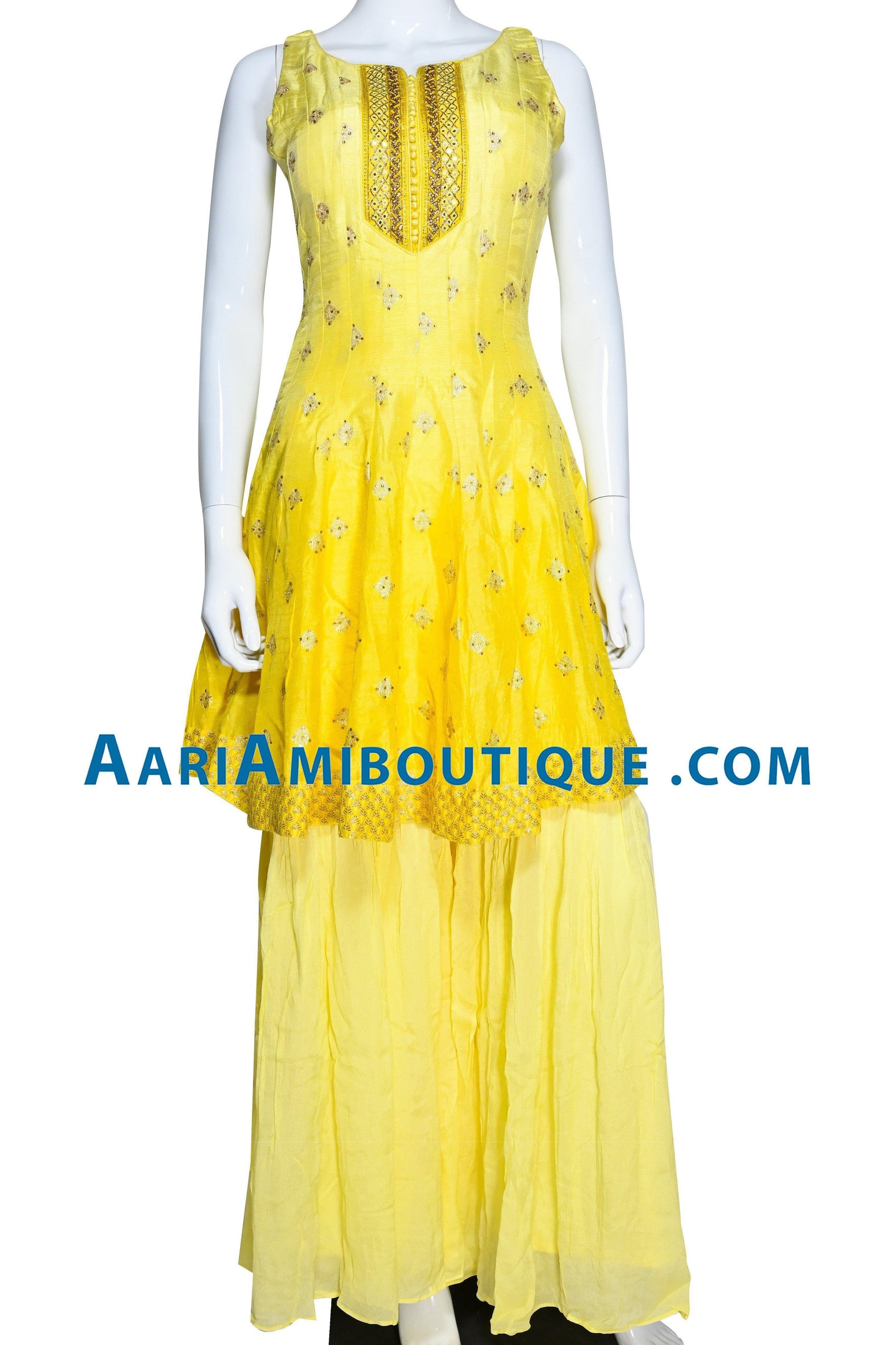 Youthful Ombre Yellow Gharara Set-AariAmi Boutique