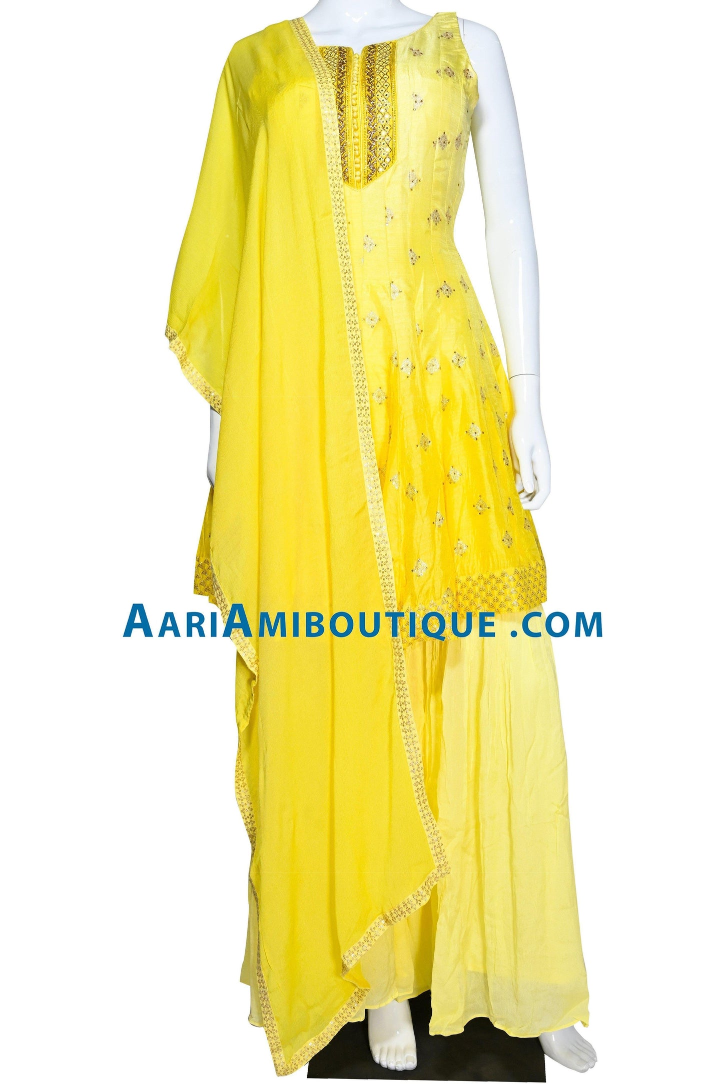 Youthful Ombre Yellow Gharara Set-AariAmi Boutique